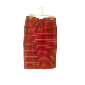 Red plaid pencil skirt
